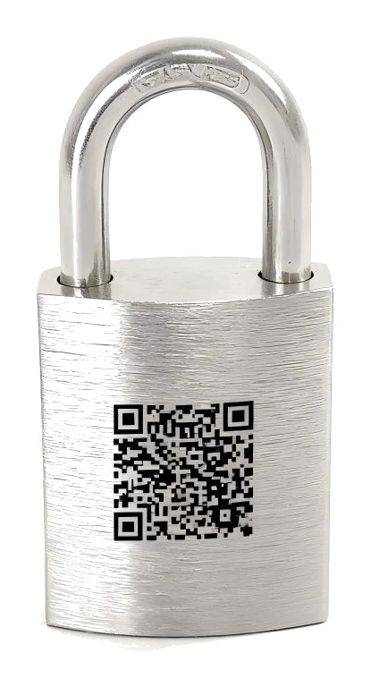 PLC-40 passive padlock, brushed stainless steel body and shackle