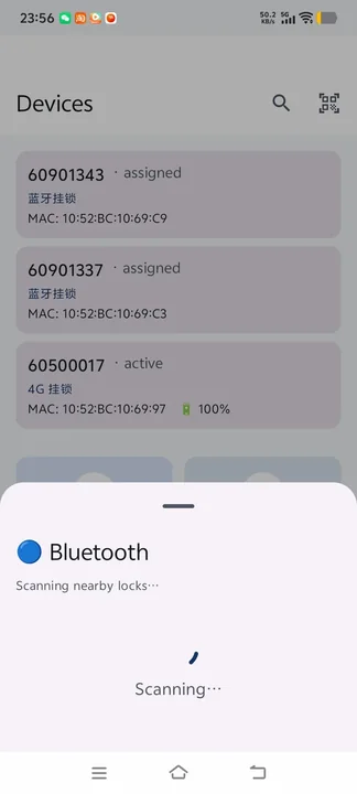 Smart lock app scanning for nearby locks over Bluetooth