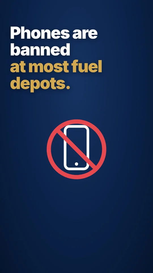 Phones are banned at fuel depots. So how does this seal open?